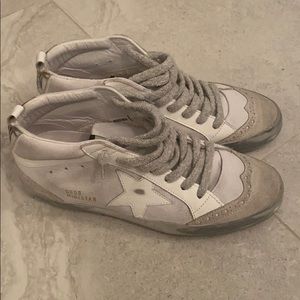 Golden Goose White Sparkle sole mid star sneakers
